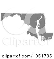 Poster, Art Print Of Gray Silhouetted Shape Of The State Of Maryland United States