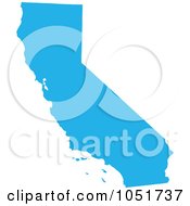 Poster, Art Print Of Blue Silhouetted Shape Of The State Of California United States
