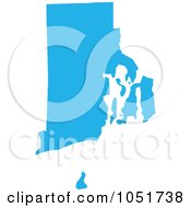 Blue Silhouetted Shape Of The State Of Rhode Island United States