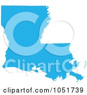 Blue Silhouetted Shape Of The State Of Louisiana United States