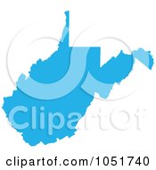 Poster, Art Print Of Blue Silhouetted Shape Of The State Of West Virginia United States