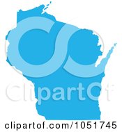 Poster, Art Print Of Blue Silhouetted Shape Of The State Of Wisconsin United States