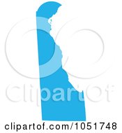 Poster, Art Print Of Blue Silhouetted Shape Of The State Of Delaware United States