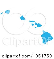 Royalty-Free Vector Clip Art Illustration of a Blue Silhouetted Shape Of The State Of Hawaii, United States by Jamers #COLLC1051750-0013