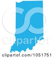 Poster, Art Print Of Blue Silhouetted Shape Of The State Of Indiana United States