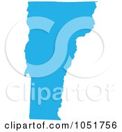 Poster, Art Print Of Blue Silhouetted Shape Of The State Of Vermont United States
