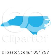 Poster, Art Print Of Blue Silhouetted Shape Of The State Of North Carolina United States