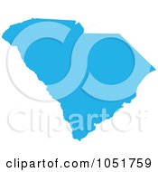 Poster, Art Print Of Blue Silhouetted Shape Of The State Of South Carolina United States