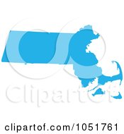 Poster, Art Print Of Blue Silhouetted Shape Of The State Of Massachusetts United States