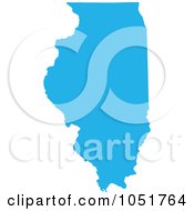 Poster, Art Print Of Blue Silhouetted Shape Of The State Of Illinois United States