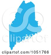 Blue Silhouetted Shape Of The State Of Maine United States