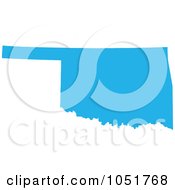 Poster, Art Print Of Blue Silhouetted Shape Of The State Of Oklahoma United States
