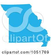 Royalty Free Vector Clip Art Illustration Of A Blue Silhouetted Shape Of The State Of Missouri United States by Jamers