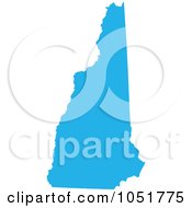 Poster, Art Print Of Blue Silhouetted Shape Of The State Of New Hampshire United States