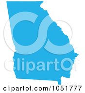 Blue Silhouetted Shape Of The State Of Georgia United States