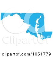 Poster, Art Print Of Blue Silhouetted Shape Of The State Of Maryland United States