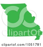 Royalty Free Vector Clip Art Illustration Of A Green Silhouetted Shape Of The State Of Missouri United States by Jamers