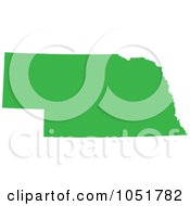 Poster, Art Print Of Green Silhouetted Shape Of The State Of Nebraska United States