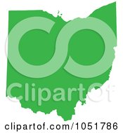 Green Silhouetted Shape Of The State Of Ohio United States