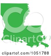 Green Silhouetted Shape Of The State Of Louisiana United States