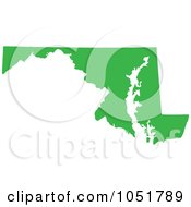 Poster, Art Print Of Green Silhouetted Shape Of The State Of Maryland United States