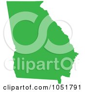 Green Silhouetted Shape Of The State Of Georgia United States