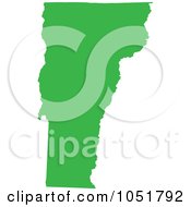 Green Silhouetted Shape Of The State Of Vermont United States by Jamers