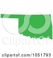 Green Silhouetted Shape Of The State Of Oklahoma United States