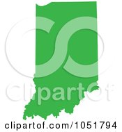 Green Silhouetted Shape Of The State Of Indiana United States
