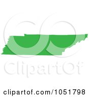 Green Silhouetted Shape Of The State Of Tennessee United States