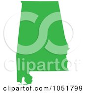 Poster, Art Print Of Green Silhouetted Shape Of The State Of Alabama United States