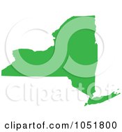 Poster, Art Print Of Green Silhouetted Shape Of The State Of New York United States