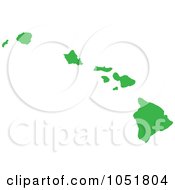 Poster, Art Print Of Green Silhouetted Shape Of The State Of Hawaii United States