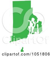 Green Silhouetted Shape Of The State Of Rhode Island United States