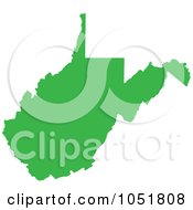 Poster, Art Print Of Green Silhouetted Shape Of The State Of West Virginia United States