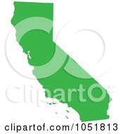 Poster, Art Print Of Green Silhouetted Shape Of The State Of California United States