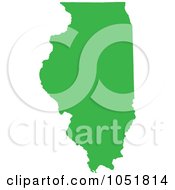 Green Silhouetted Shape Of The State Of Illinois United States