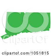 Green Silhouetted Shape Of The State Of Connecticut United States