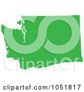 Green Silhouetted Shape Of The State Of Washington United States