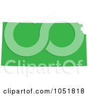 Poster, Art Print Of Green Silhouetted Shape Of The State Of Kansas United States