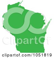 Poster, Art Print Of Green Silhouetted Shape Of The State Of Wisconsin United States