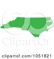 Poster, Art Print Of Green Silhouetted Shape Of The State Of North Carolina United States