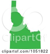 Green Silhouetted Shape Of The State Of Idaho United States