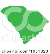 Green Silhouetted Shape Of The State Of South Carolina United States