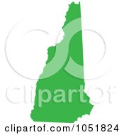 Green Silhouetted Shape Of The State Of New Hampshire United States