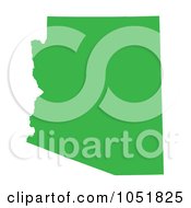 Royalty Free Vector Clip Art Illustration Of A Green Silhouetted Shape Of The State Of Arizona United States