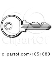 Royalty Free Vector Clip Art Illustration Of A Black And White Rounded Key
