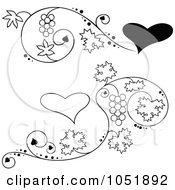 Poster, Art Print Of Digital Collage Of Black And White Grape Vine And Heart Designs