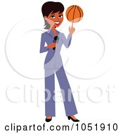 Royalty Free Vector Clip Art Illustration Of A Black Female News Reporter Spinning A Basketball On Her Finger