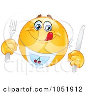 Poster, Art Print Of Hungry Emoticon Wearing A Bib